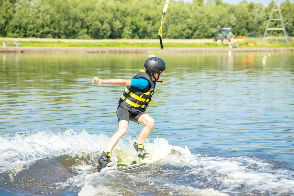 Child wakeboarding