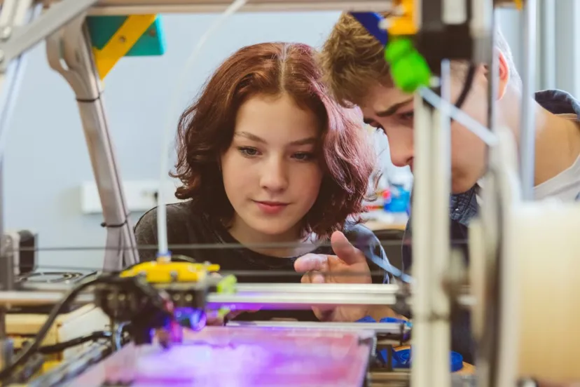 Students Watching 3D Printer