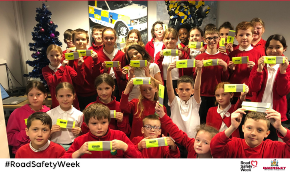Children celebrating Road Safety Week at school