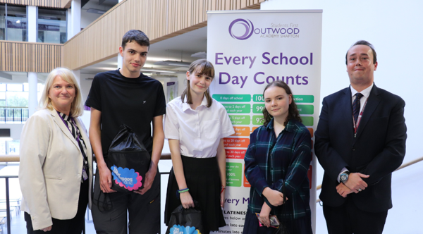 Outwood Academy Shafton Headteacher and students with Cllr Peace