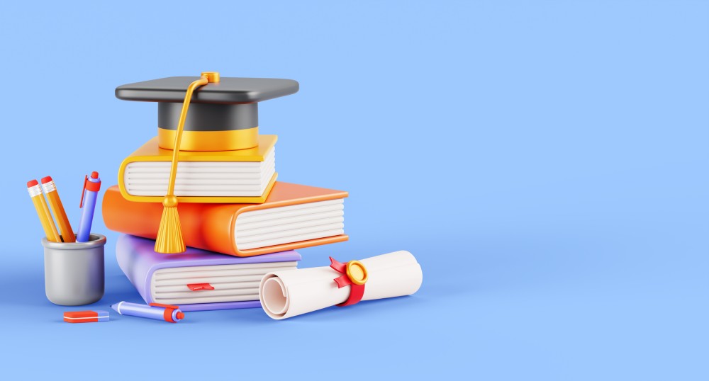 Books And Graducation Cap Graphic
