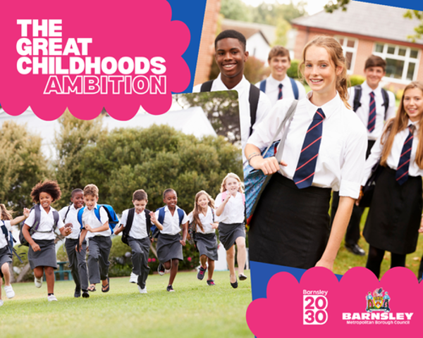 A group of school children and young people