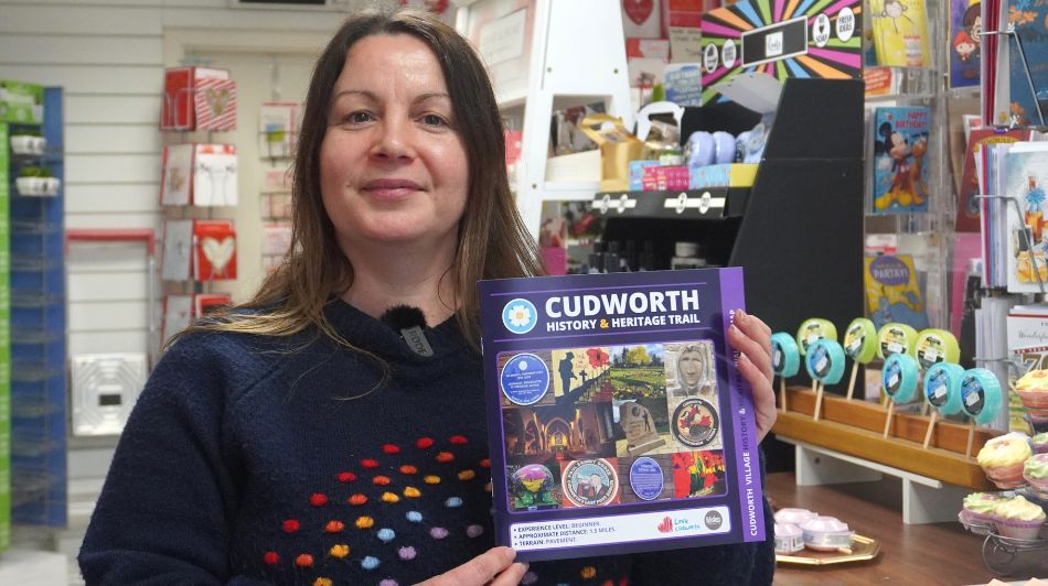 Julia Keeling of Wishes of Cudworth promoting Cudworth History and Heritage Trail