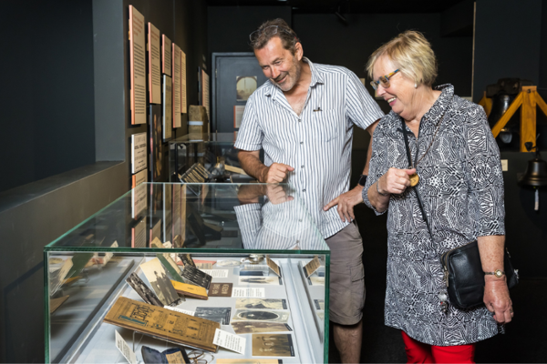 A Man And Woman Look In A Display Cabinet In The New Visitor Centre At Elsecar Heritage Centre