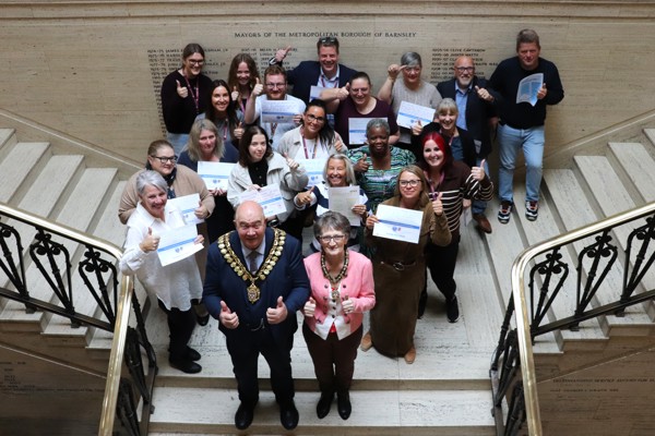 Mayor, Fostering staff and Kinship Carers celebrating Kinship Care Week at the Town Hall