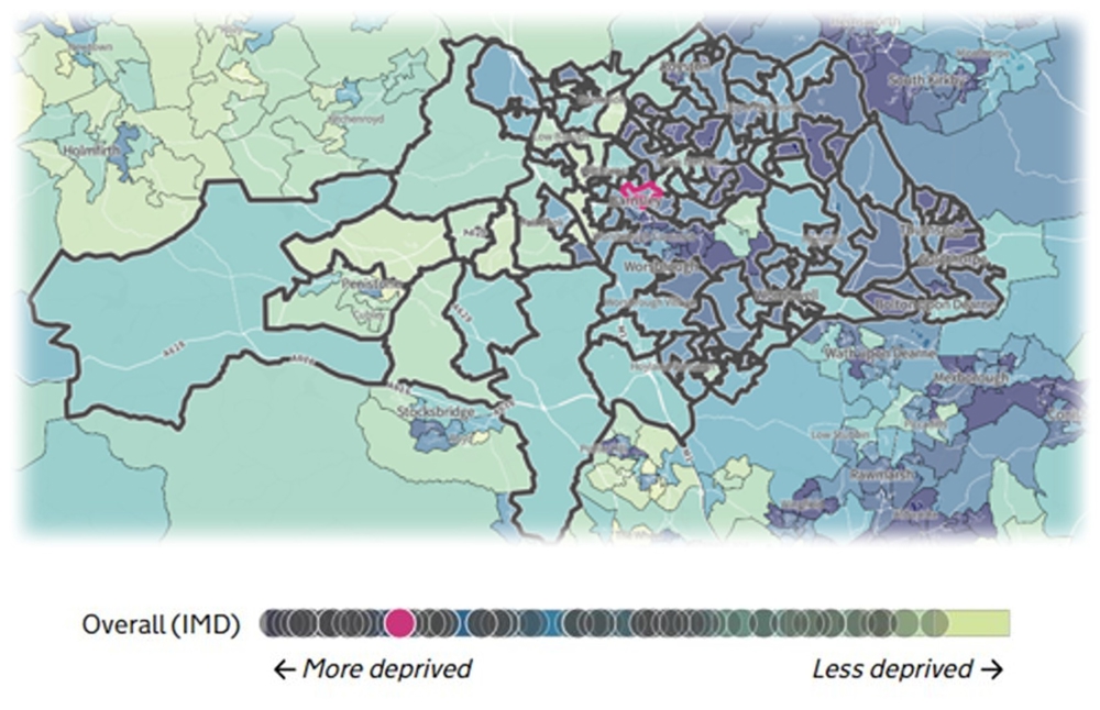 Deprivation map of Barnsley