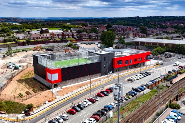 Aerial Shot Of Base71 Youth Zone With Houses In The Background