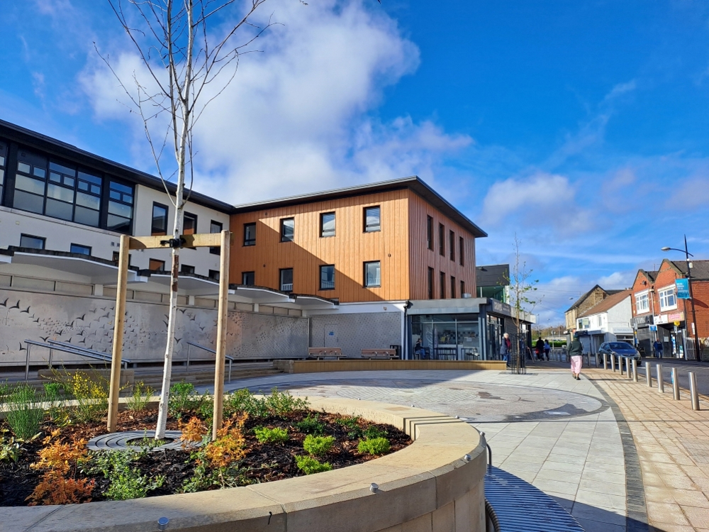 Hoyland Town Square in the sun