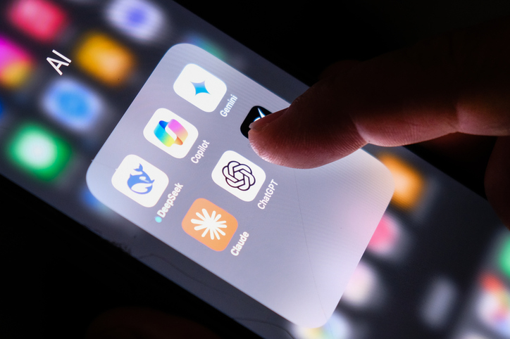 Mobile phone with AI displayed