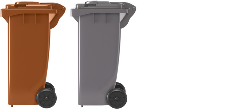 Brown and grey bin