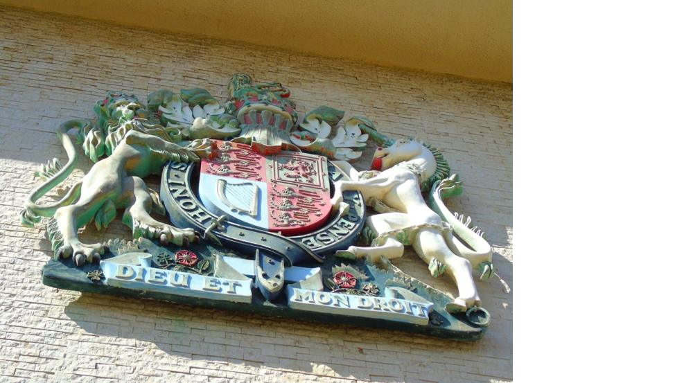 Royal crest on wall