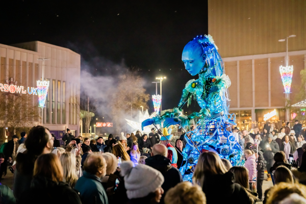 Image Of Giant Puppet With A Crowd At Barnsley Bright Nights 2025