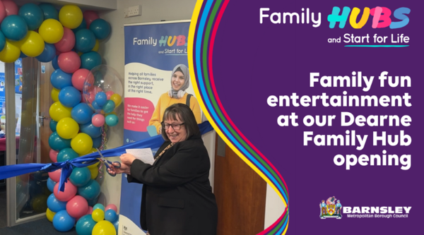 Councillor Wendy Cain cutting the ribbon at the opening of the Dearne Family Hub