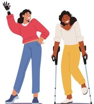 Cartoon Of Two Young People With Disabilities