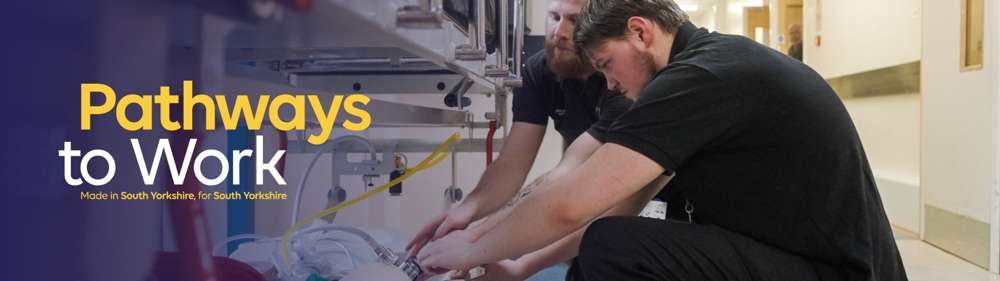 Pathways to Work - two workers in hospital corridor