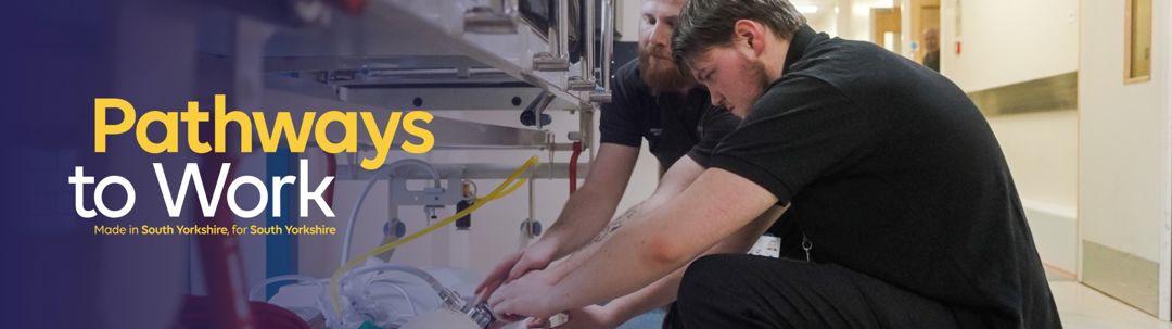 Pathways to Work - two workers in hospital corridor