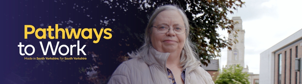 Pathways To Work - woman with Town Hall behind