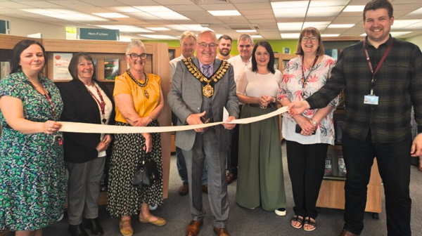 Ribbon cutting at the library